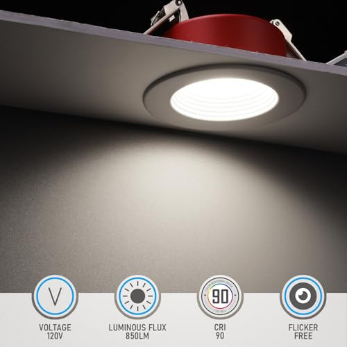 Torchstar 4 Inch Ul263 Listed Led Recessed Celing Light 5Cct AntiGlare Baffle Recessed Downlight 2 Hour Fire Rated Ic Rated 2700K5000K Selectable Cri90 Dimmable Wafer Lights Etl and Es