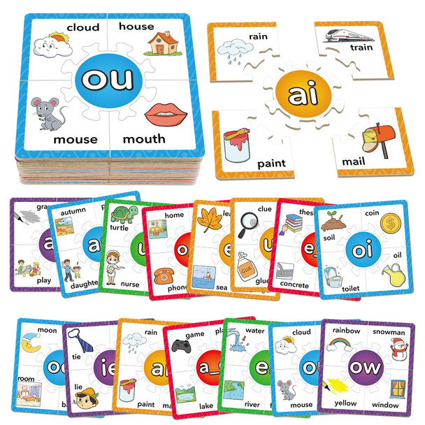 Torlam Phonics Puzzle Rhyming Games Phonics Games Flash Cards For Kids Toddler Learn To Read Spelling Reading Sight Words Long Vowel Silent E Site Words For Preschool Kindergarten Homeschool