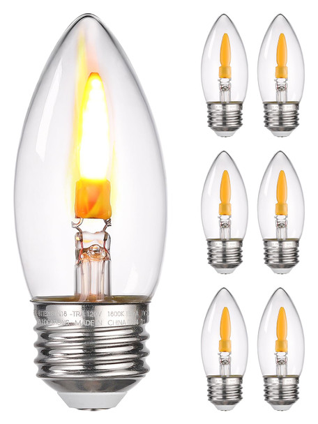 Torchstar 12Pack Led Flame Light Bulbs Candelabra Flickering Fire Bulb Candle Light For Halloween Christmas Party Decoration Ul Listed 1800K Warm Yellow