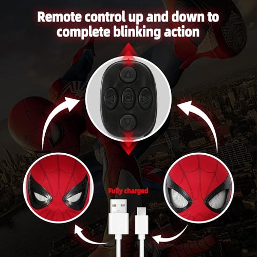 Shampoer Spider Superhero Dynamic Mask Remote Led Light and Moving Mech Eyes For Immersive Hero Experience Nice Choice For Superhero Fans