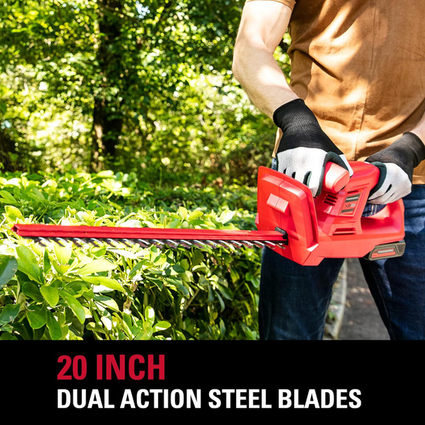 POWERWORKS 20V 20 Inch Cordless Hedge Trimmer Electric Grass Trimmer, Dual Action Blade & 5/8" Cutting Capacity, XB 2Ah Battery and Charger Included ,for Bush Lawn and Garden