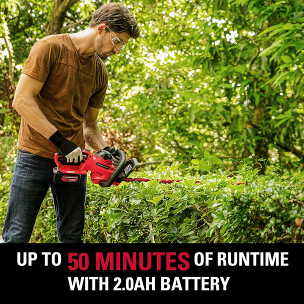 POWERWORKS 20V 20 Inch Cordless Hedge Trimmer Electric Grass Trimmer, Dual Action Blade & 5/8" Cutting Capacity, XB 2Ah Battery and Charger Included ,for Bush Lawn and Garden