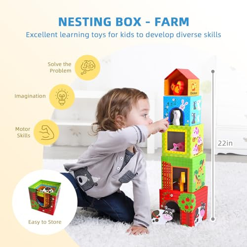 Oook Montessori Toys For 1 Year Old 7 In 1 Learning Educational Kit With Sensory Bin Nesting Box 3 In 1 Educational Box Pounding Bench And Baby Stacking Cups