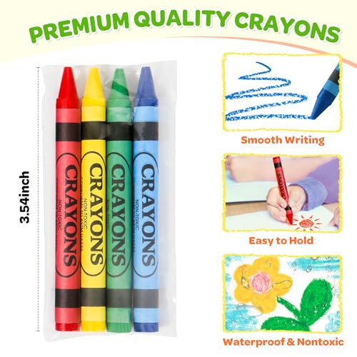 UranusandNo1 Crayons Bulk Individual Packs 50 Sets Of 4 Colors Bulk Crayons 4 Pack Mini Crayons For Kids Party Favors Small Crayon Packs For Restaurants Birthday Party Travel School Supplies 200 Count