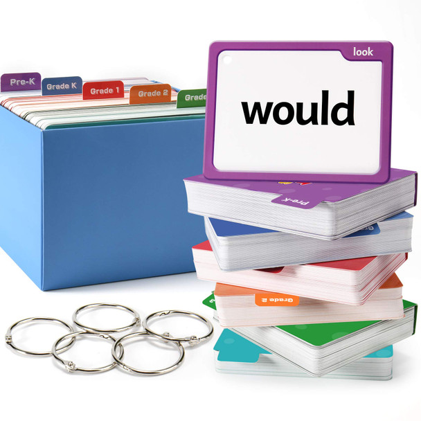 Torlam 520 Sight Words Flash Cards Kindergarten Homeschool Supplies With Card Folders and Rings High Frequency Site Word For PreK Kindergarten 1St 2Nd 3Rd Grade