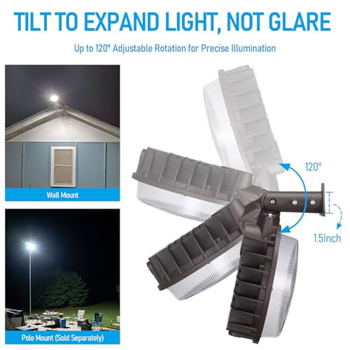 Torchstar 3Cct Led Barn Light Adjustable Dusk To Dawn Area Light With Photocell Update 150W/120W/100W Selectable Outdoor Security Flood Lighting Etl Listed Ip65 Waterproof 120277V Brown