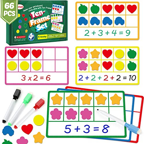 Torlam Magnetic Ten Frame Set Math Games For Kids Math Manipulatives Elementary Kindergarten Preschool Classroom Must Haves Math Counters Toddler Learning Toys Game For Homeschool Special Education