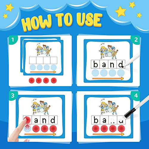 Torlam Elkonin Boxes Phonemic Awareness Phonics Games Reading Spelling Sound Manipulatives Sight Word Flash Cards Speech Therapy Toy Kindergarten Elementary Classroom Must Haves Homeschool Supplies