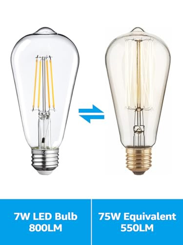 Torchstar Dusk To Dawn Light Bulbs Outdoor Sensor St19 Led Light Bulb Auto On/Off Photocell Automatic For Outdoor Lighting Ul and Fcc Listed E26 Base 2700K Soft White Pack Of 6