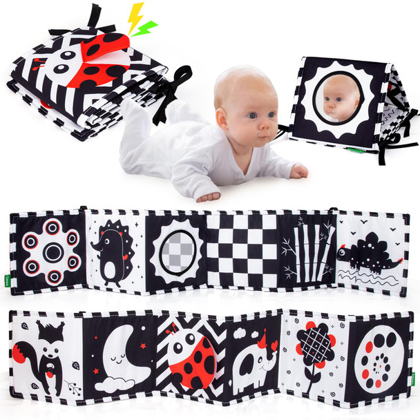 Cawgug Black And White High Contrast Baby Toys For Newborn Brain Development Tummy Time Soft Book Babies 03 612 Months Montessori Learning Activities Infant And Sensory Visual Stimulation Toys