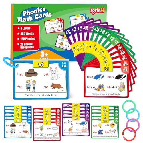 Torlam Phonics Flash Cards Learn To Read Spelling Reading Sight Words Phonics Games Digraphs Cvc Blends Long Vowel Sounds Kids Dolch Fry Site Words For PreK Kindergarten 1St 2Nd 3Rd Homeschool