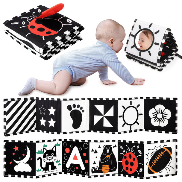 Urmywo 10 Pcs High Contrast Black And White Baby Toys For Newborn Tummy Time Rattle Teether Visual Stimulation Learning Cards Sensory Toys For 06 Months Baby Boy Girl
