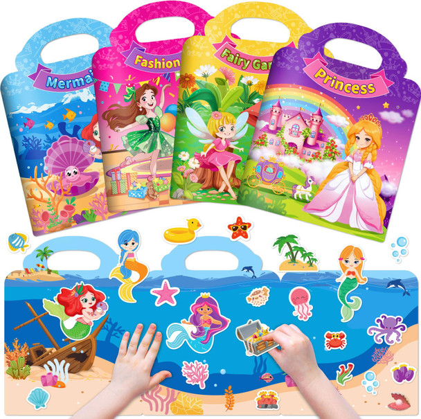 UranusandNo1 4 Sets Easter Reusable Sticker For Kids 24 Activities For Toddlers 13 Arts And Crafts Removable Jelly Stickers For Girls Boys Travel Toys Holiday Gifts Easter Basket Stuffers
