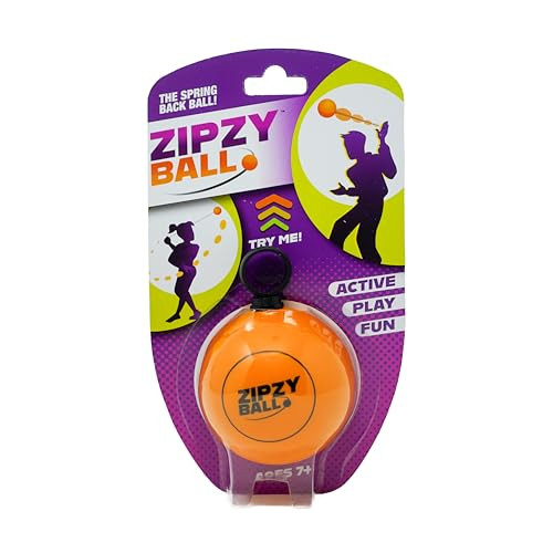 Blue Orange Zipzyball Sporty Spring Back Hand Ball Fidget Kid Or Adult Indoor And Outdoor All Season Active Play Workout Skill Toy Recommended For Ages 7 and Up