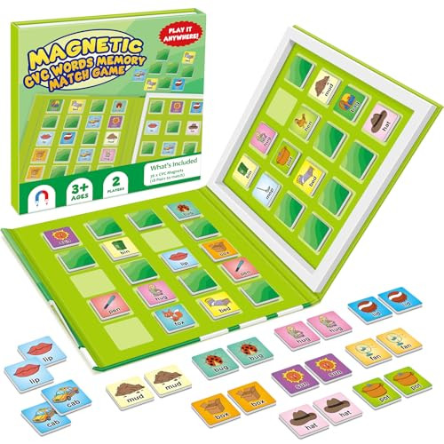 Torlam Magnetic Cvc Word Match Game Phonics Memory Games For Kids Travel Party Camping Road Family Night Airplane Car Trip Activities For Preschool Kindergarten Kids Educational Homeschool Supplies