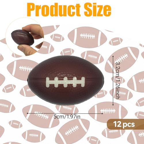 Urspasol 12/30/60Pack Mini Football Stress Balls Soft Foam Football For Kids Small Squeeze Sport Balls Party Decorations Favors Goodie Toy and Anxiety Relief Hand Exercise School Rewards 12