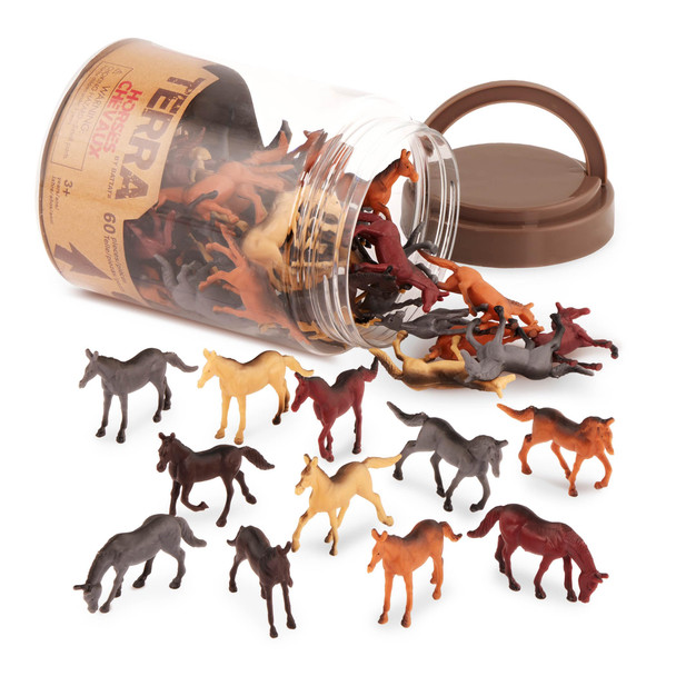 Terra By Battat 60 Pieces Wild Creatures Tube Realistic Mini Animal Figurines Lion Hippo Tiger Bear and More Safari Animals Educational Toys For Kids and Toddlers 3+ Years