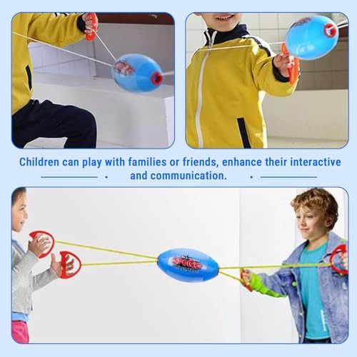 Wohpnle Zoom Ball Plastic Zip Ball Hole Design Zip Toy With Flexible Rope Pull Ball Game Ergonomic Handle Sliding Zoom Ball For Children ToyBlue