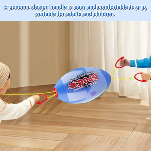 Wohpnle Zoom Ball Plastic Zip Ball Hole Design Zip Toy With Flexible Rope Pull Ball Game Ergonomic Handle Sliding Zoom Ball For Children ToyBlue