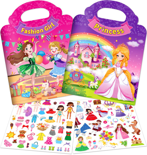 UranusandNo1 2 Pack Easter Reusable Sticker For Kids 24 Activities For Toddlers 13 Arts And Crafts Removable Jelly Stickers For Girls Boys Travel Toys Holiday Gifts Easter Basket Stuffers