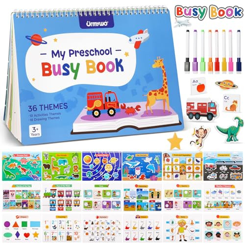 Urmywo Montessori Preschool Busy Book For Toddlers Ages 35 Preschool Learning Activities With Tracing Matching and Coloring Travel Activity Learning Book For Car Rides And Quiet Time