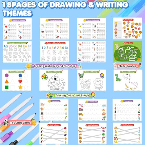 Urmywo Montessori Preschool Busy Book For Toddlers Ages 35 Preschool Learning Activities With Tracing Matching and Coloring Travel Activity Learning Book For Car Rides And Quiet Time