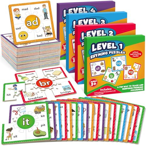 Torlam Phonics Puzzle Cards Level 14 Learn To Read Rhyming Games Phonics Flash Cards Spelling Cvc Words Digraphs Blends Long Vowel Silent E Trigraphs Sight Words For Toddlers Kids Kindergarten