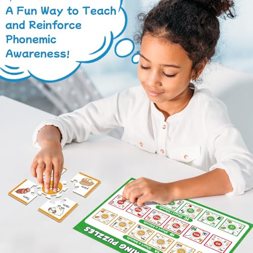 Torlam Phonics Puzzle Cards Level 14 Learn To Read Rhyming Games Phonics Flash Cards Spelling Cvc Words Digraphs Blends Long Vowel Silent E Trigraphs Sight Words For Toddlers Kids Kindergarten