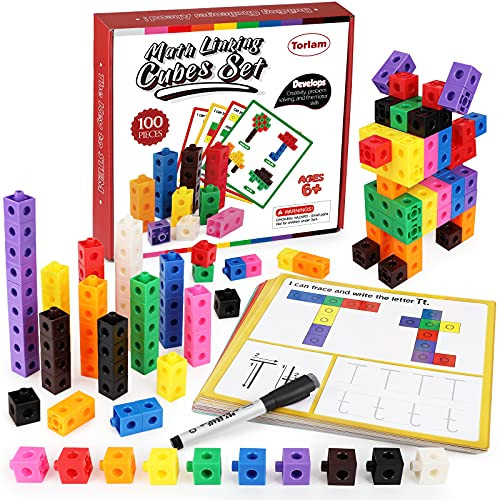Torlam Math Cubes Math Manipulatives Activity Set Counting Toys Snap Linking Cube For Kids Kindergarten Learning Activities