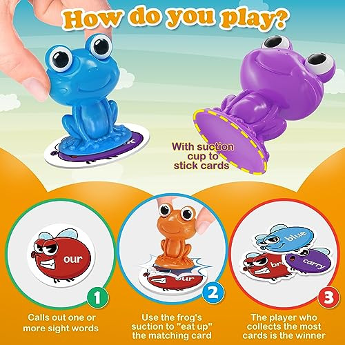 Torlam Sight Word Games Frog Site Words Educational Flash Cards Kindergarten Phonics Learning Games Toys For Kids Homeschool Supplies PreK Kindergarten 1St 2Nd 3Rd Grade Classroom Must Have