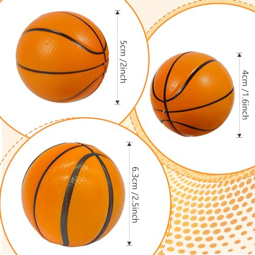 Urspasol 12Pack Mini Basketball Stress Balls 25 Inch Soft Foam Basketballs For Kids Small Squeeze Sport Balls Party Decorations Favors Goodie Toy and Anxiety Relief Hand Exercise School Rewards