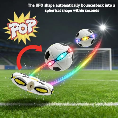 Vmeoap Magic Ball Ultimate Soccer Fan ChildrenS Day 20262In1 Led ShapeShifting Ball and Ufo Disc Soccer Season Gameday Toy For Viewing Parties Outdoor Football Fun For Kids Boys Girls