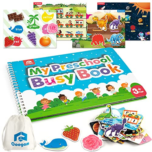 Coogam Preschool Magnetic Busy Book 9 Themed Stickers Toys Fine Motor Skills Learning Binder Quiet Book Montessori Toys For Kids Toddlers Home Kindergarten