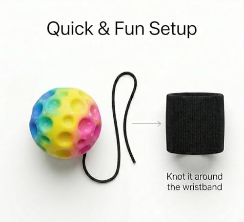 Uniqus Bouncy Ball With Elastic Wrist Strap Bounceback Returning Ball Hyper Bouncy Balls Extreme Bounce And Fun Super High Bouncing Ball For Active Play And Outdoor Games
