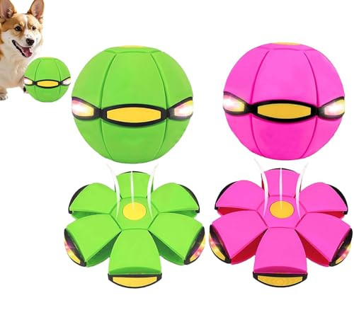 Uniqus 2Pcs Magic Bouncing Ball Magic Meta Ball ChildrenS Magic Balls Dual Form Flying Saucer ParentChild Interaction With 3 Light Suitable For Indoor and Outdoor Play Green And Blue