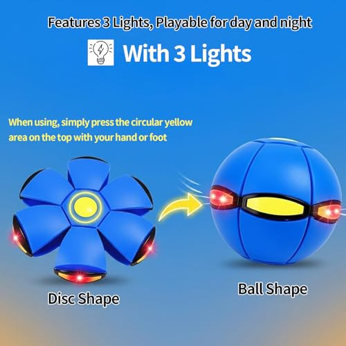 Uniqus 2Pcs Magic Bouncing Ball Magic Meta Ball ChildrenS Magic Balls Dual Form Flying Saucer ParentChild Interaction With 3 Light Suitable For Indoor and Outdoor Play Green And Blue