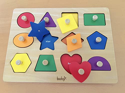 D Dailyfunn Dailyfunn Montessori Toy Shape Peg Puzzles Baby Puzzle 121824 Months With Knob For InfantToddlers 13