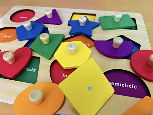 D Dailyfunn Dailyfunn Montessori Toy Shape Peg Puzzles Baby Puzzle 121824 Months With Knob For InfantToddlers 13