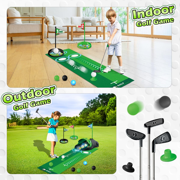 Terramus Upgraded Kids Toy Golf Set With Dinosaur Automatic Golf Returner Led Light Up Night Golf Balls 3 Clubs Putting Mat 38 Toddler Mini Golf Games Indoor Outdoor Sports Toys For Boys Girls