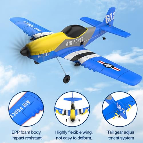 Toileum Rc Plane Drone 3 Channel Rc Remote Control Airplane 24Ghz With 2 Batteries 6Axis Gyro Stabilizer Foam Airplanes Toy Planes For Kids Boys Adults Easy Flying For Beginner