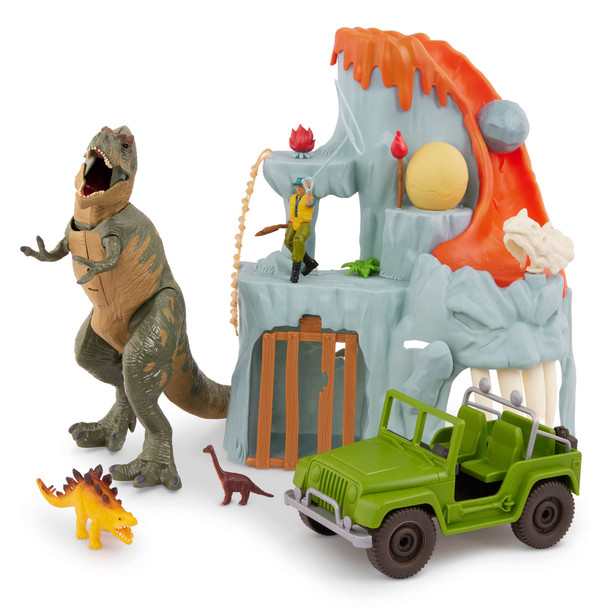 Terra By Battat TRex Transport Toy Truck With Realistic Dinosaur Figure Lights and Sounds Movable Parts For Imaginative Kids Play Adventure Vehicle 3+ Years