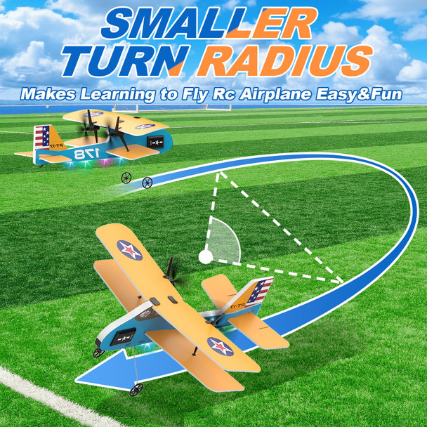 Toileum Rc Plane 24Ghz Remote Control Airplane With 3 Batteries and 6Axis Gyro Stabilizer 2 Channel Rtf Pt17 Rc Toy Easy To Fly For Beginners Kids Boys Girls Adults Yellow