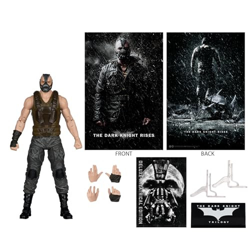 Mcfarlane Toys Dc Multiverse Bane The Dark Knight Rises 7In Action Figure Deluxe Theatrical Edition 7 Deluxe Theatrical Figure Up To 22 Points Of Articulation Includes 4 Extra Hands Art Card Base Mini Poster And Clips