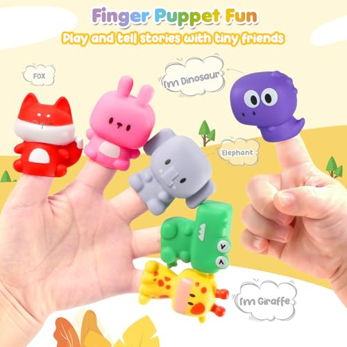 Urmywo Learning Toys For 1 2 3 Years Old Boy Girl Toddler Montessori Toys Train Set With 10 Finger Puppets and Play Mat Counting Matching and Sorting Toddler Birthday