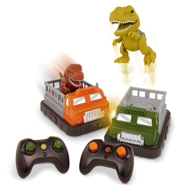 Terra By Battat Remote Control Bumper Cars Set Of 2 Dinosaur Duel Rivals Ejecting Rc Cars With 2 Player Battle and 1 Player Auto Mode Exciting Racing Action Toy For Toddlers and 3+ Years