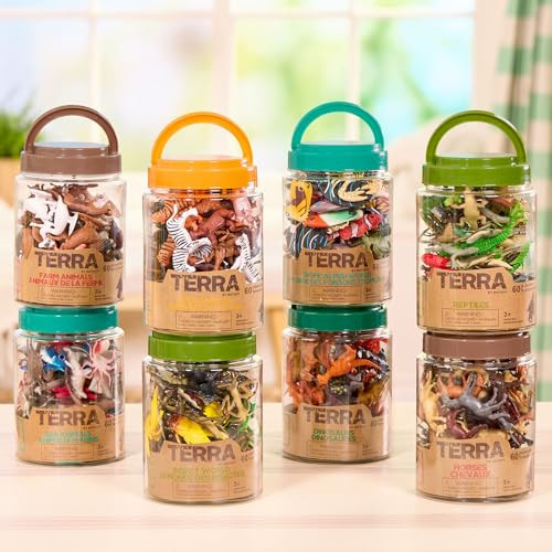 Terra By Battat 60 Pieces Sea Animals In Tube Realistic Mini Sea Animal Toys Sharks Dolphins Penguins Turtles Crabs and Starfish For Toddlers and 3+ Years