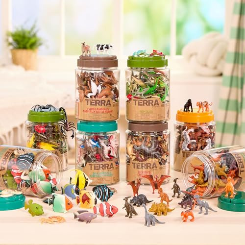 Terra By Battat 60Pcs Tropical Fish and Crab Toys Mini Plastic Ocean Animal Figurines For Kids Realistic Sea Creatures In Tube Sensory Educational Playset For Toddlers Ages 3+