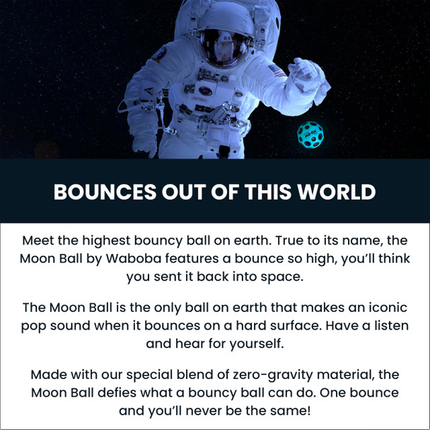 Waboba The Original Moon Ball Hyper Bouncy Ball All Ages Extreme Bounce And Fun Perfect For Active Play And Outdoor Games Black/Silver