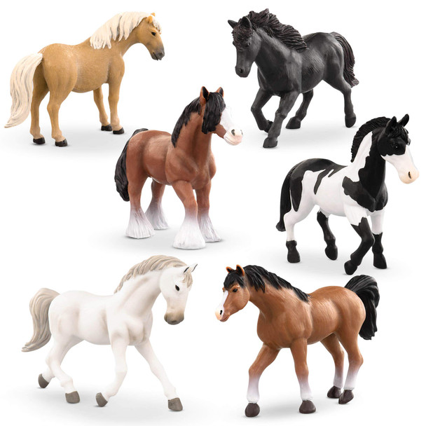 Terra By Battat 6 Pieces 6Inch Horse Figurines Horse Toy Set Realistic Plastic Animal Figurines Collectible For 3+ Years Party Decorations and Playtime