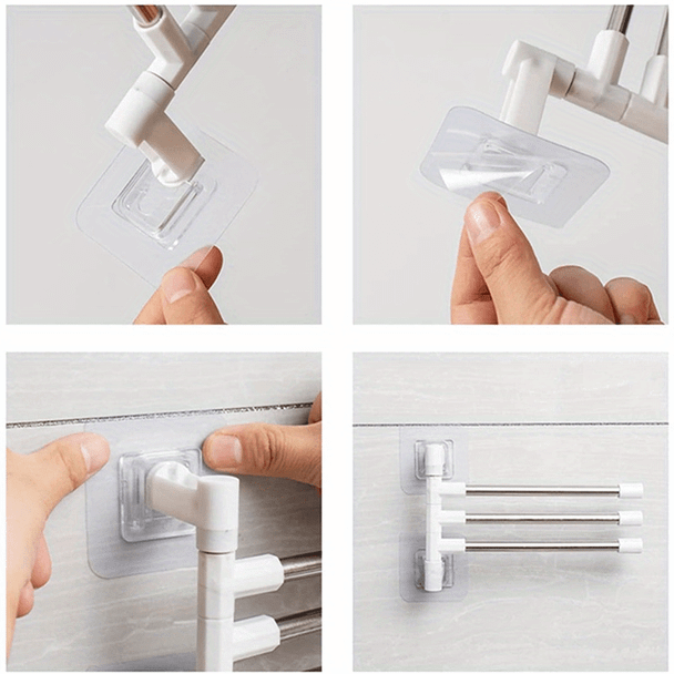 Ibluelover Towel Rack, Towel Rod, Space-Saving Wall-Mounted Rack, Anti-Swing Hook, Suitable for Bathroom and Kitchen - Five floors